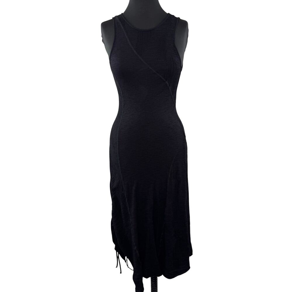Metalicus Australia Black Tank Dress Merino Wool Ruched Textured Party Size S/M